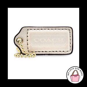 2" Medium COACH Chalk White Leather Brass Key Fob Bag Charm Keychain Hang Tag